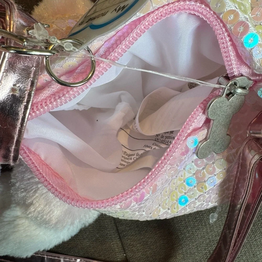 Dog Bag Pink and White Heart Accents